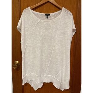 Eileen Fisher XL shirt sleeveless linen cotton organic asymmetric ivory white